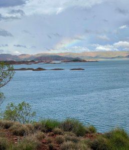 revolver-falls4 Waiting for the rain to pass at Lake Argyle. Pic by S. Connell
